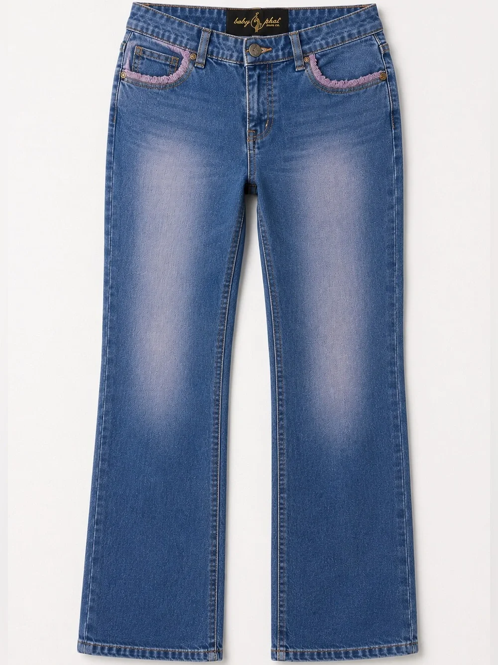 Baby Phat Blue straight leg  Jeans with Pink Pocket Trim -size 1